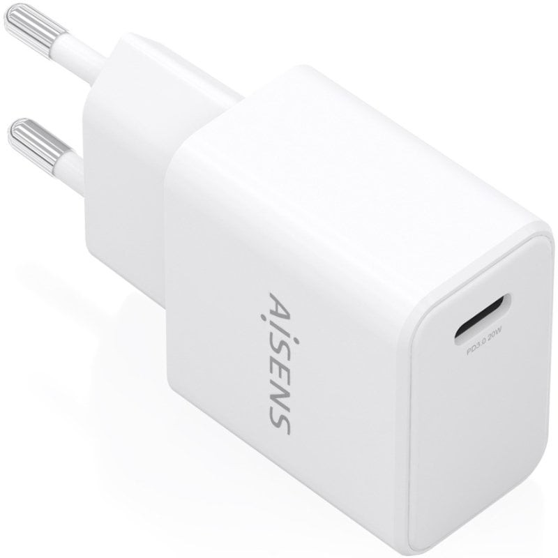 Comprar Cargador de Pared GaN Aisens A110-1023/ 1xUSB Tipo-C/ 20W/ Blanco - Ganga Electrónica