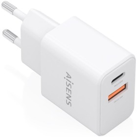Comprar Cargador de Pared GaN Aisens A110-1025/ 1xUSB Tipo-C/ 1xUSB/ 20W/ Blanco - Ganga Electrónica