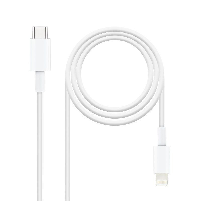 Comprar Cable USB 2.0 Tipo-C Lightning Nanocable 10.10.0602/ USB Tipo-C Macho - Lightning Macho/ 2m/ Blanco - Ganga Electrónica
