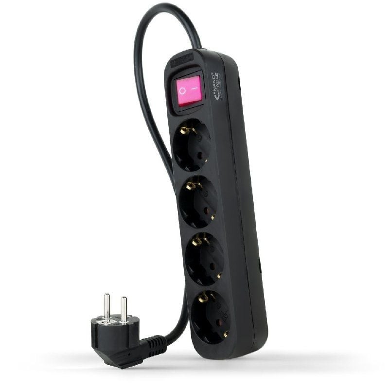 Comprar Regleta con Interruptor Nanocable 10.37.0004-BK/ 4 Tomas de Corriente/ Cable 1.4m/ Negro - Ganga Electrónica