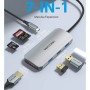 Comprar Docking USB Tipo-C Vention TOJHB/ 1xHDMI 4K/ 3xUSB/ 1xUSB Tipo-C/ 1xLector Tarjetas/ Gris - Ganga Electrónica
