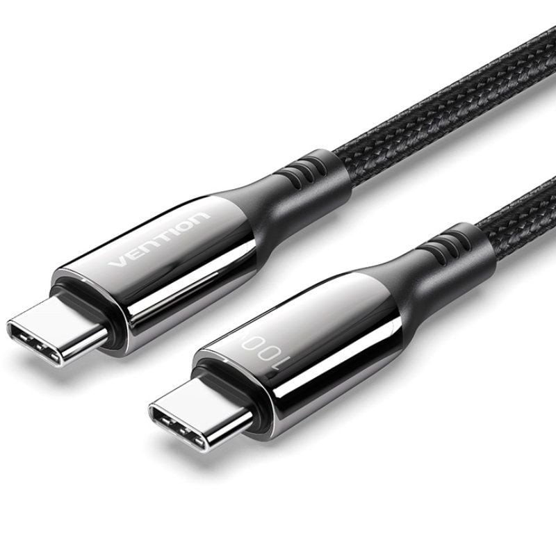 Comprar Cable USB 2.0 Tipo-C 5A 100W Vention CTKBAV/ USB Tipo-C Macho - USB Tipo-C Macho/ Hasta 100W/ 480Mbps/ 1.2m/ Negro - Gan