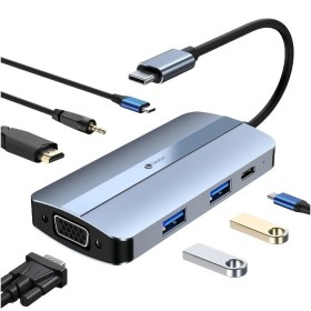 Comprar Docking USB Tipo-C Leotec LEDS04/ 2xUSB/ 1xUSB Tipo-C/ 1xUSB Tipo-C PD/ 1xHDMI 4K/ 1xVGA/ 1xAudio/ Azul - Ganga Electrón