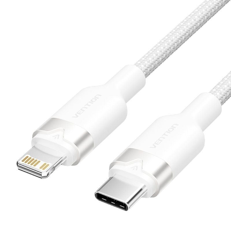 Comprar Cable USB Tipo-C Lightning Vention LALWF/ USB Tipo-C Macho - Lightning Macho/ 27W/ 480Mbps/ 1m/ Blanco - Ganga Electróni