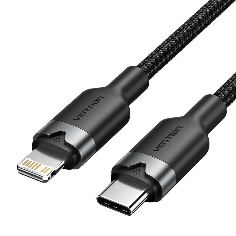 Comprar Cable USB Tipo-C Lightning Vention LALBF/ USB Tipo-C Macho - Lightning Macho/ 27W/ 480Mbps/ 1m/ Negro - Ganga Electrónic