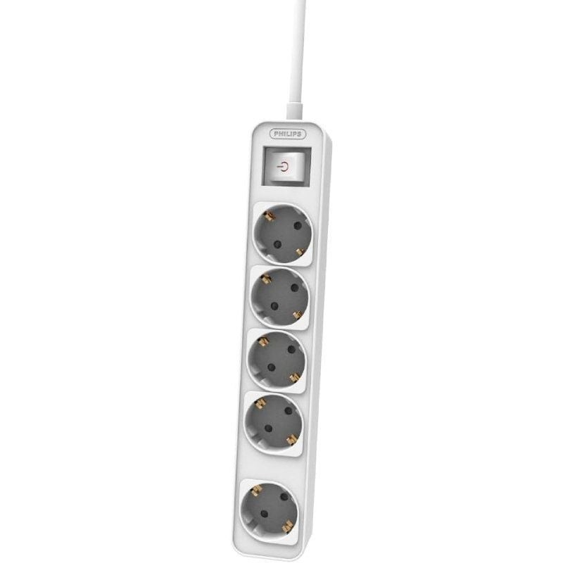 Comprar Regleta con Interruptor Philips CHP2154W/12/ 5 Tomas de corriente/ Cable 1.5m/ Blanco - Ganga Electrónica
