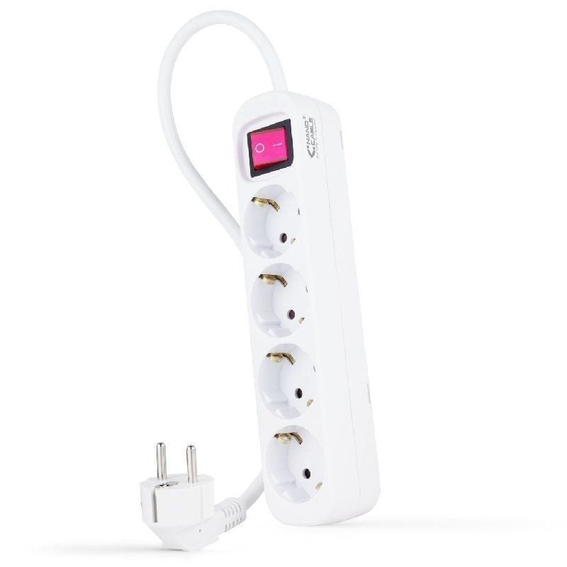 Comprar Regleta con Interruptor Nanocable 10.37.0004/ 4 Tomas de Corriente/ Cable 1.4M/ Blanca - Ganga Electrónica
