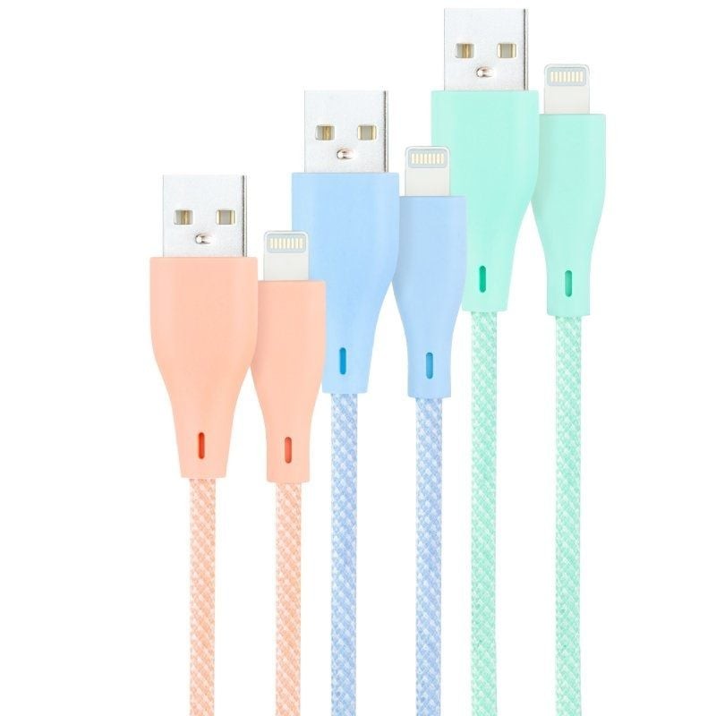 Comprar Cables USB 2.0 Lightning Nanocable 10.10.0401-CO1/ USB Macho - Lightning Macho/ 1m/ 3 Unidades/ Rosa, Azul y Verde - Gan