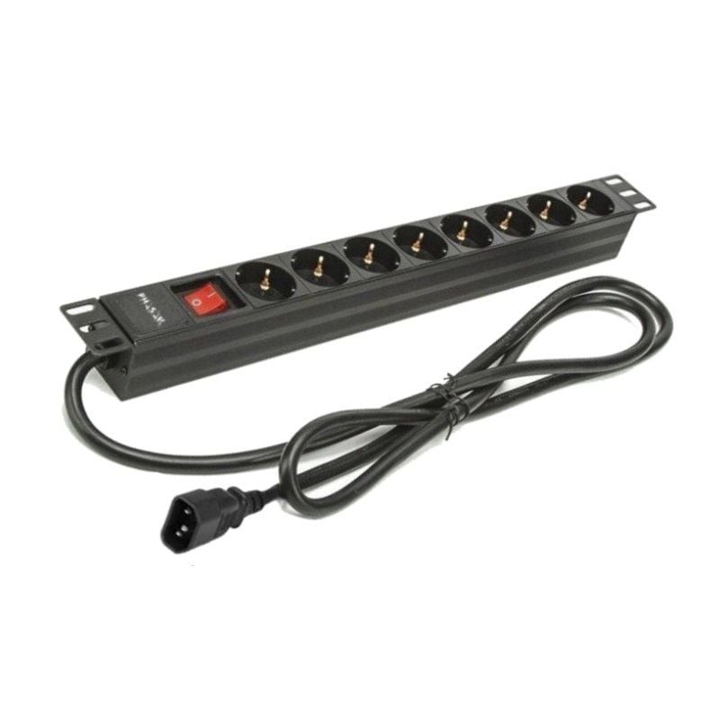 Comprar Regleta con Interruptor Phasak BNS 3535/ 8 Tomas de Corriente/ Cable 2m/ Negro - Ganga Electrónica