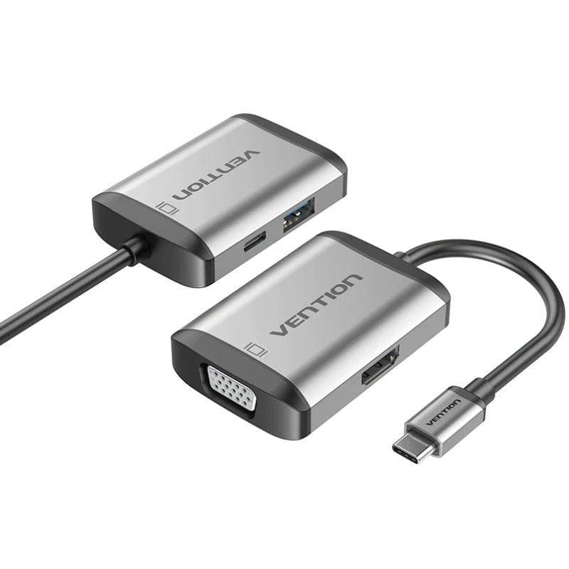 Comprar Conversor Vention TFAHB/ 1xUSB/ 1xHDMI/ 1xVGA/ 1xUSB Tipo-C PD/ Gris - Ganga Electrónica