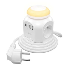 Comprar Regleta con Interruptor y Luz Nocturna Aisens ASPS-2A1CLPQ02-W/ 4 Tomas de Corriente/ 1 USB Tipo-C PD/ 2 USB/ Cable 1.8m