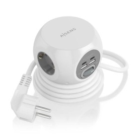 Comprar Regleta con Interruptor Aisens ASPS-2A2C04-W/ 3 Tomas de Corriente/ 2 USB Tipo-C/ 2 USB/ Cable 1.4m/ Blanco - Ganga Elec