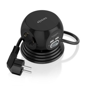 Comprar Regleta con Interruptor Aisens ASPS-2A2C05-BK/ 3 Tomas de Corriente/ 2 USB Tipo-C/ 2 USB/ Cable 1.4m/ Negro - Ganga Elec