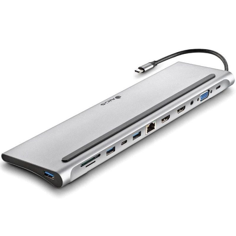 Comprar Docking USB Tipo-C NGS WonderDock12/ 3xUSB/ 2xHDMI 4K/ 1xVGA/ 1xRJ45/ 1xLector de Tarjetas/ 1xJack 3.5/ 1xUSB Tipo-C PD/