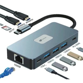 Comprar Docking USB Tipo-C Leotec LEDS02/ 3xUSB/ 1xUSB Tipo-C/ 1xUSB Tipo-C PD/ 2xHDMI 4K/ 1xRJ45/ 1xLector Tarjetas SD y MicroS
