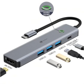 Comprar Docking USB Tipo-C Leotec LEDS05/ 3xUSB/ 1xUSB Tipo-C PD/ 1xHDMI 4K/ Gris - Ganga Electrónica