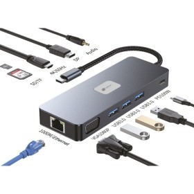 Comprar Docking USB Tipo-C Leotec LEDS03/ 3xUSB/ 1xUSB Tipo-C PD/ 1xHDMI 4K/ 1xDisplayPort/ 1xVGA/ 1xAudio/ 1xRJ45/ 1xLector - G