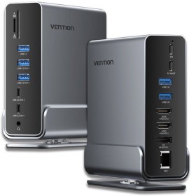 Comprar Docking USB Tipo-C Vention TPUH0/ 2xHDMI 4K/ 1xDisplayPort/ 3xUSB Tipo-C/ 5xUSB/ 1xRJ45/ 1xLector de Tarjetas/ 1xJack 3.