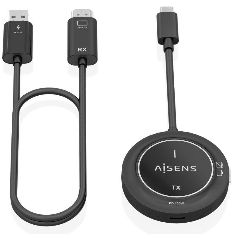Comprar Adaptador/Transmisor de vídeo inalámbrico USB Tipo-C - HDMI Aisens ASWL-H2KC30M004-BK/ 100W - Ganga Electrónica