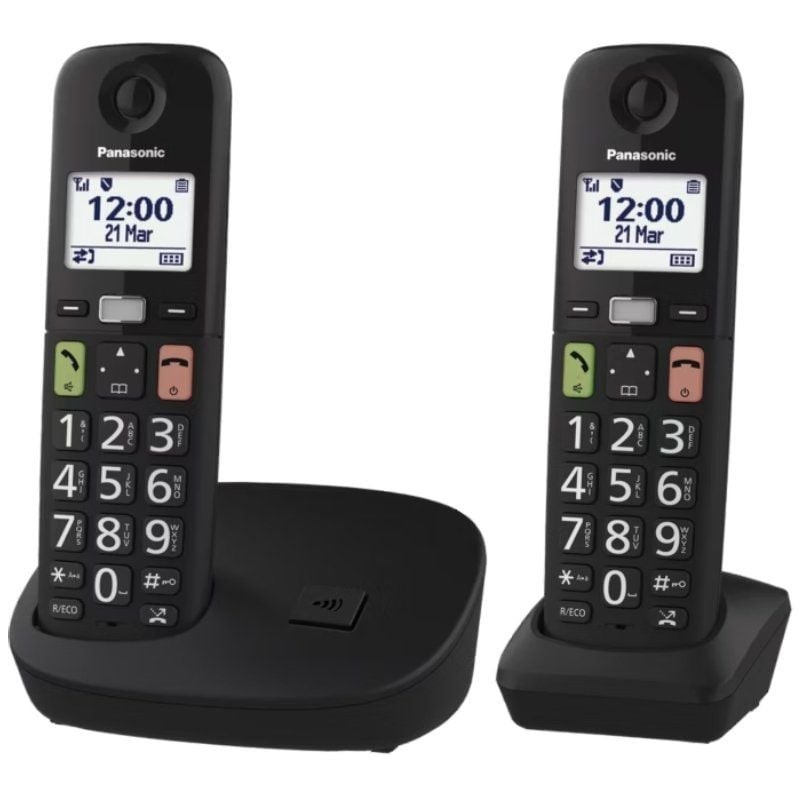 Comprar Teléfono Inalámbrico Panasonic KX-TGU112EXB/ Pack DUO/ Negro - Ganga Electrónica