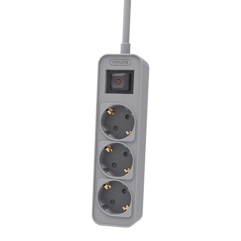 Comprar Regleta con Interruptor Philips CHP2134G/ 3 Tomas de corriente/ Cable 1.5m/ Gris - Ganga Electrónica