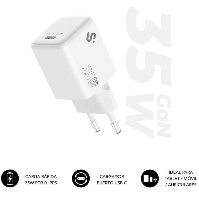 Comprar Cargador de Pared GaN Subblim 35W Charger USB C/ 1xUSB Tipo-C/ 35W - Ganga Electrónica