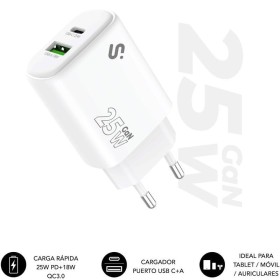 Comprar Cargador de Pared GaN Subblim 25W Charger USB C+A/ 1xUSB Tipo-C/ 1xUSB/ 25W - Ganga Electrónica