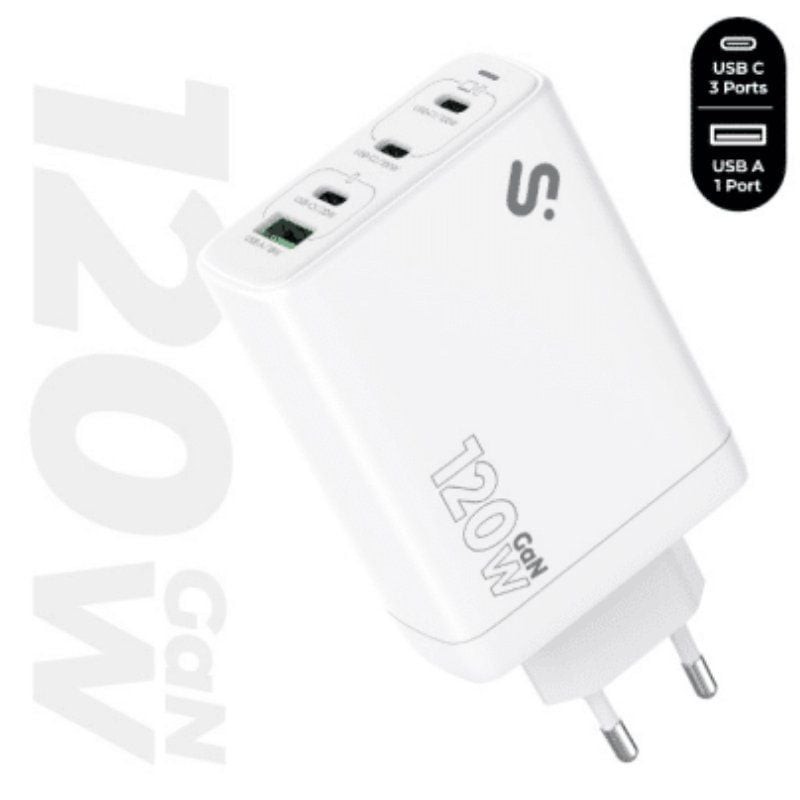 Comprar Cargador de Pared GaN Subblim 120W Charger USB C+C+C+A/ 3xUSB Tipo-C/ 1xUSB/ 120W - Ganga Electrónica