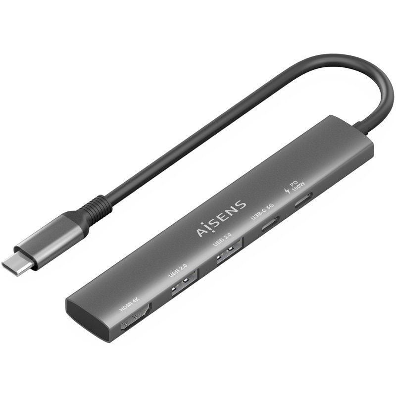 Comprar Docking USB Tipo-C Aisens ASUC-5P022-GR/ 1xHDMI 4K/ 2xUSB/ 1xUSB Tipo-C/ 1xUSB Tipo-C PD/ Gris - Ganga Electrónica