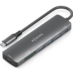 Comprar Docking USB Tipo-C Aisens ASUC-7P025-GR/ 1xHDMI 4K/ 3xUSB/ 1xUSB Tipo-C PD/ 1xLector Tarjetas/ Gris - Ganga Electrónica
