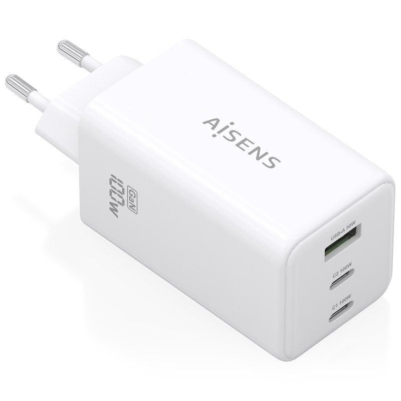 Comprar Cargador de Pared GaN Aisens ASCH-100W3P051-W/ 2xUSB Tipo-C/ 1xUSB/ 100W - Ganga Electrónica