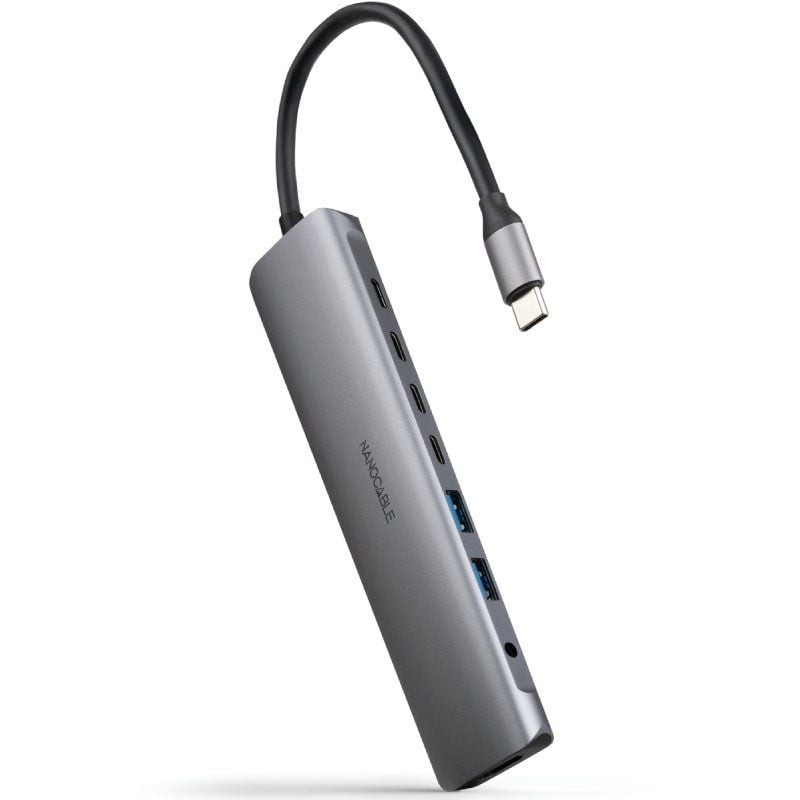 Comprar Docking Tipo-C Nanocable 10.16.4608/ 2xUSB/ 3xUSB Tipo-C/ 1xHDMI 4K/ 1xJack 3.5/ 1xUSB Tipo-C PD/ Gris - Ganga Electróni