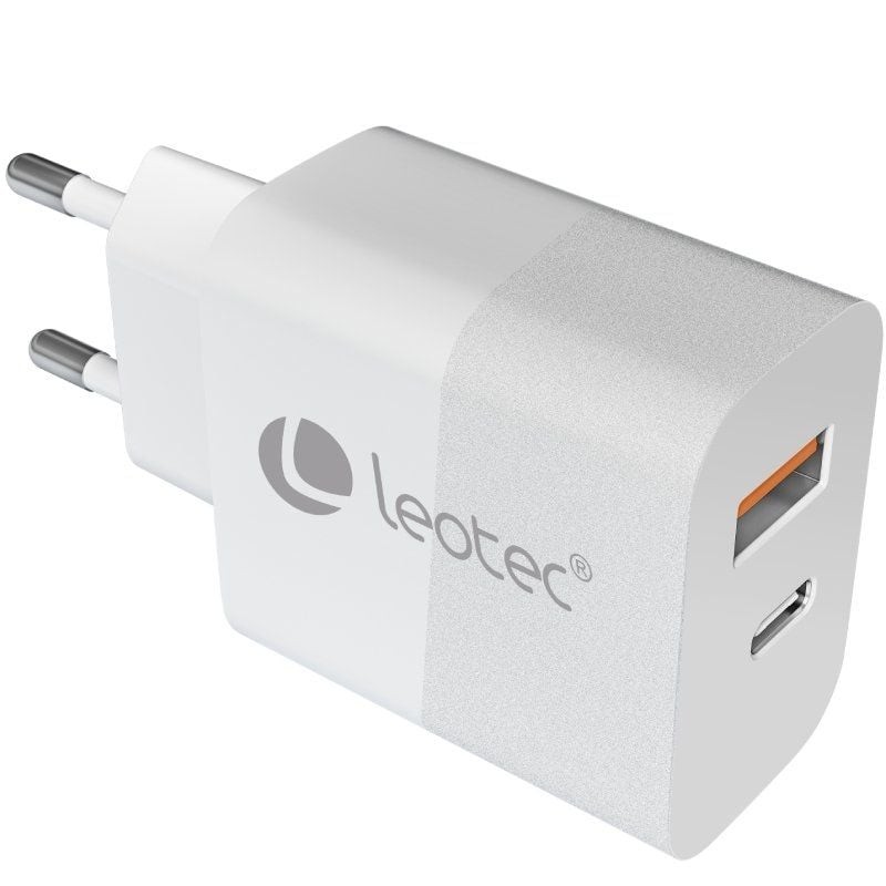 Comprar Cargador de Pared GaN Leotec LECSPH30W2W/ 1xUSB Tipo-C/ 1xUSB/ 30W - Ganga Electrónica