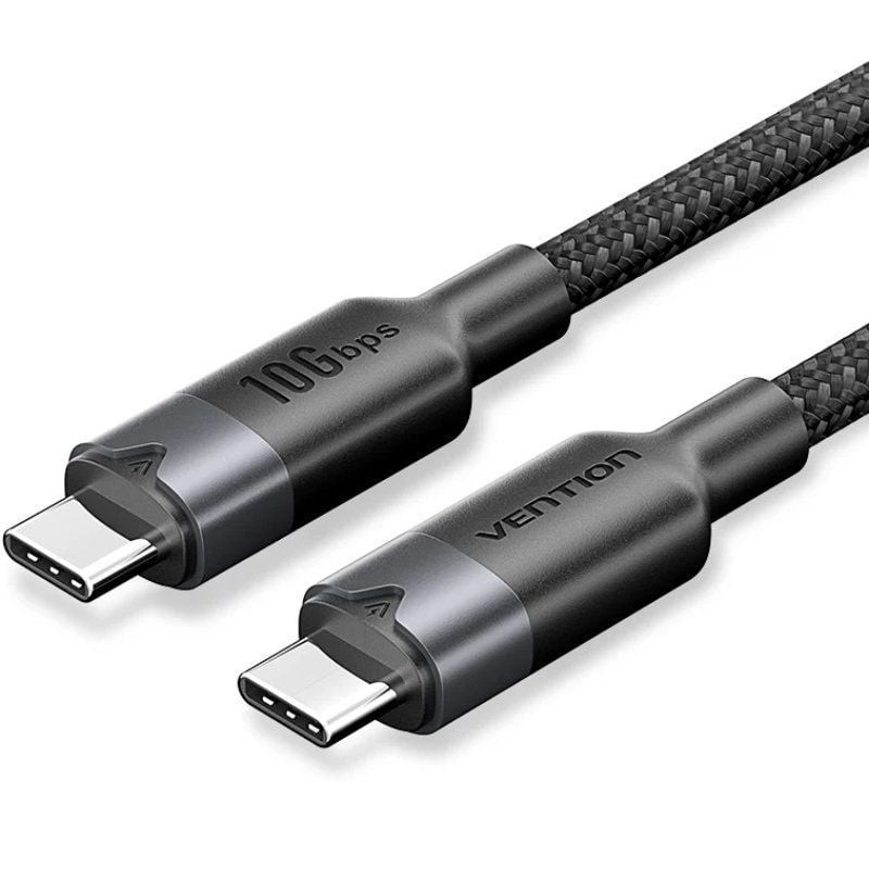 Comprar Cable USB 3.2 Tipo-C 5A Vention TRGBH/ USB Tipo-C Macho - USB Tipo-C Macho/ Hasta 100W/ 10Gbps/ 2m/ Negro - Ganga Electr