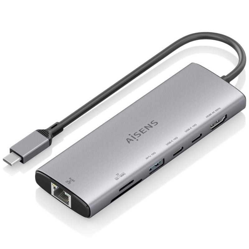 Comprar Docking USB Tipo-C Aisens ASUC-7P032-GR/ 1xHDMI 4K/ 1xUSB/ 2xUSB Tipo-C/ 1xRJ45/ 1xLector Tarjetas/ Gris - Ganga Electró