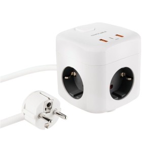 Comprar Regleta Nanocable 10.37.0011/ 3 Tomas de corriente/ 2 USB - 1 USB Tipo-C/ Cable 1.4m/ Blanca - Ganga Electrónica
