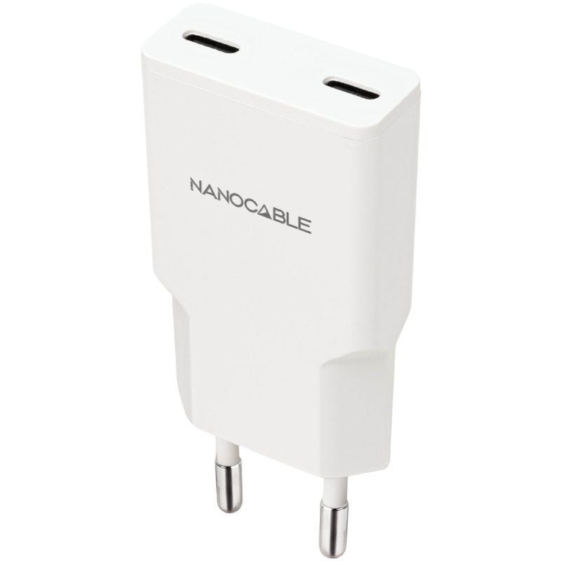 Comprar Cargador de Pared Nanocable 10.10.2023/ 2xUSB Tipo-C/ 20W/ Blanco - Ganga Electrónica