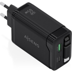 Comprar Cargador de Pared GaN Aisens ASCH-65W3P071-BK/ 1xUSB Tipo-C/ 1xUSB/ 65W/ Negro - Ganga Electrónica