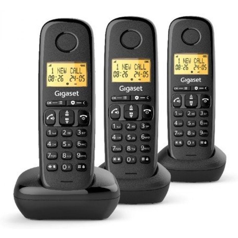Comprar Teléfono Inalámbrico Gigaset Basic 100/ Pack TRIO/ Negro - Ganga Electrónica