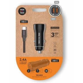 Comprar Cargador de Coche Tech One Tech TEC2803/ 2xUSB + Cable USB Tipo-C/ 12W - Ganga Electrónica