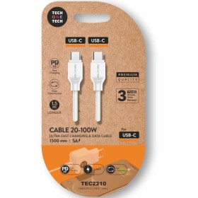 Comprar Cable USB 2.0 Tipo-C Tech One Tech TEC2210/ USB Tipo-C Macho - USB Tipo-C Macho/ Hasta 100W/ 480Mbps/ 1.5m/ Blanco - Gan
