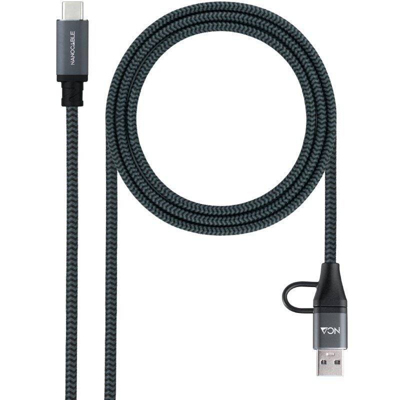 Comprar Cable USB 3.2 Tipo-C Nanocable 10.01.4111-COMB/ USB Tipo-C Macho + USB Macho - USB Tipo-C Macho/ Hasta 100W/ 20Gbps/ 1m/