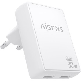 Comprar Cargador de Pared GaN Aisens ASCH-30W2P075-W/ 2xUSB Tipo-C/ 30W/ Blanco - Ganga Electrónica