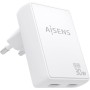Comprar Cargador de Pared GaN Aisens ASCH-30W2P075-W/ 2xUSB Tipo-C/ 30W/ Blanco - Ganga Electrónica
