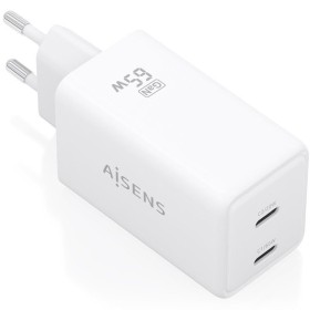 Comprar Cargador de Pared GaN Aisens ASCH-65W2P078-W/ 2xUSB Tipo-C/ 65W/ Blanco - Ganga Electrónica