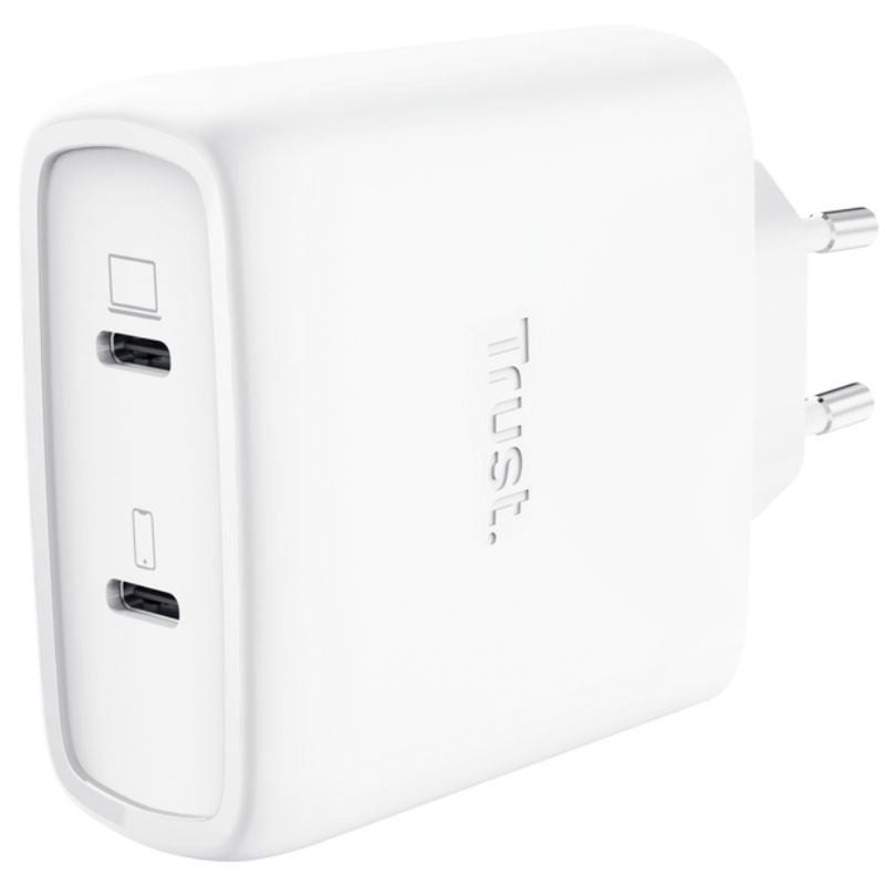 Comprar Cargador de Pared GaN Trust Maxo 65W 25526/ 2xUSB Tipo-C/ Incluye Cable USB Tipo-C/ 65W - Ganga Electrónica