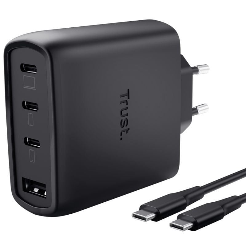 Comprar Cargador de Pared GaN Trust Maxo 65W 26067/ 3xUSB Tipo-C/ 1xUSB/ Incluye Cable USB Tipo-C/ 65W - Ganga Electrónica