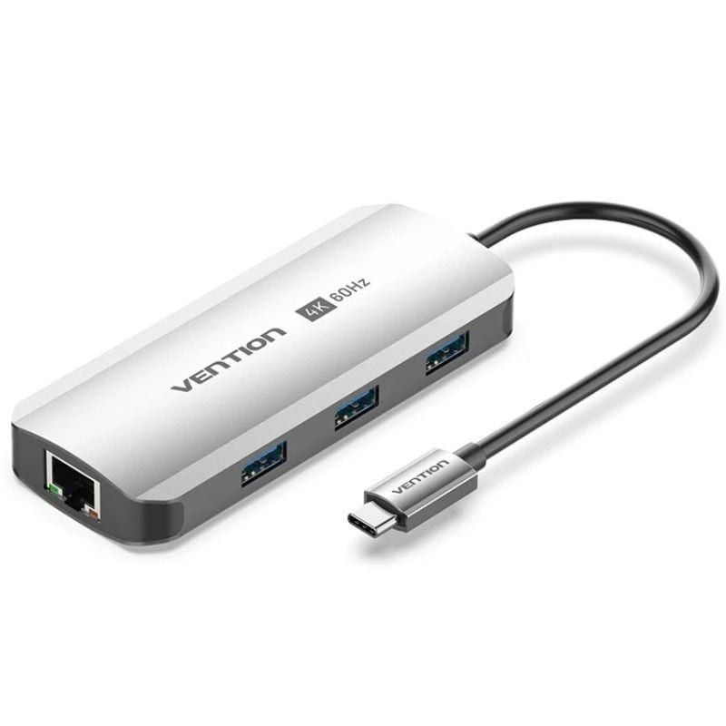 Comprar Docking USB Tipo-C Vention TQHHB/ 1xHDMI 4K/ 3xUSB/ 1xUSB Tipo-C PD/ 1xRJ45/ Gris - Ganga Electrónica