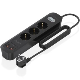 Comprar Regleta con Interruptor Aisens ASPS-2A2C11-BK/ 3 Tomas de Corriente/ 2 USB - 2 USB Tipo-C/ Cable 1.4m/ Negro - Ganga Ele