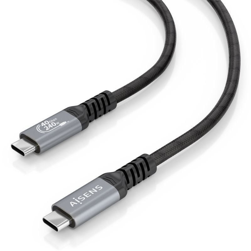Comprar Cable USB 4.0 Tipo-C Aisens A156-0994/ USB Tipo-C Macho - USB Tipo-C Macho/ Hasta 240W/ 40Gbps/ 1m/ Negro - Ganga Electr
